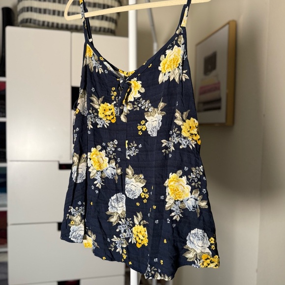 Torrid Dark Blue and Yellow Tie Front Camisole Blouse Women’s Plus Size 3 - Picture 5 of 5